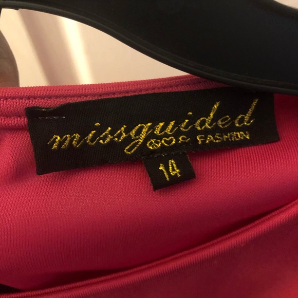 Missguided Hot Pink Mesh Cut Out Dress - Picture 1 of 3